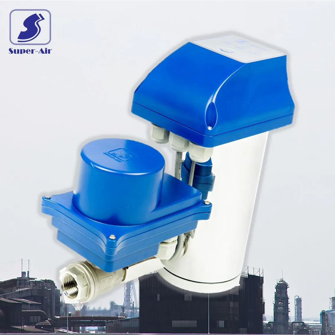 Super Air Motorized Ball Valve Type Zero Air Loss Auto Condensate Drain Trap for High Pressure Compressed Air System
