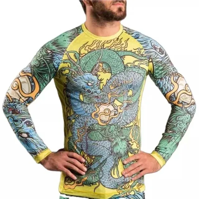 High Quality Wholesale Plain Jiu Jitsu Fitness Swim Shirts Printed Long Sleeve MMA For Men Bjj Rashguard Rash Guard
