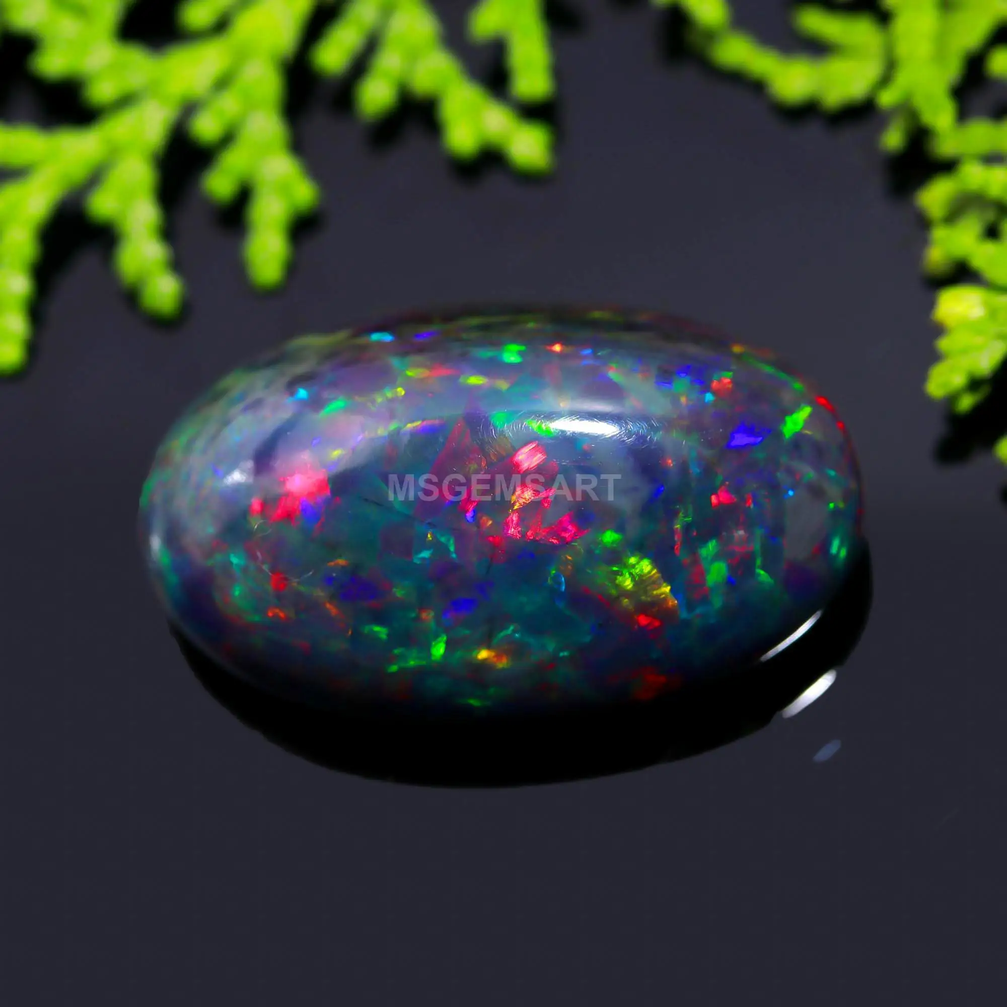 Top Quality Huge Size Black Smoked Opal Cabochon Gems 27x17mm Multi Fire Black Ethiopian Opal Wholesale Bulk
