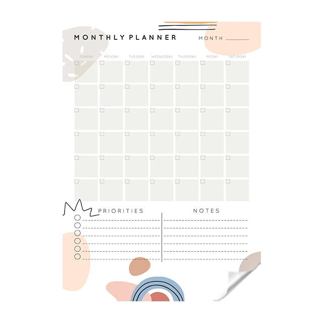 Reusable Monthly Planner Organizer Model-17 Durable Polystyrene Material Dry-Erase Whiteboard Surface Static Electricity Holding