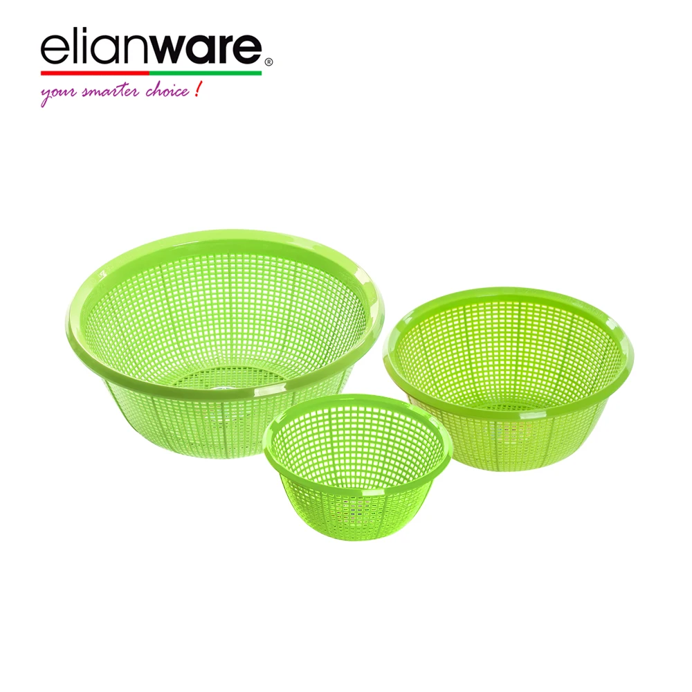 Elianware Multi-Functional Plastic Fruit Basket Kitchen Colander Strainer 6 inch, 8 inch, 10 inch Sink Strainer