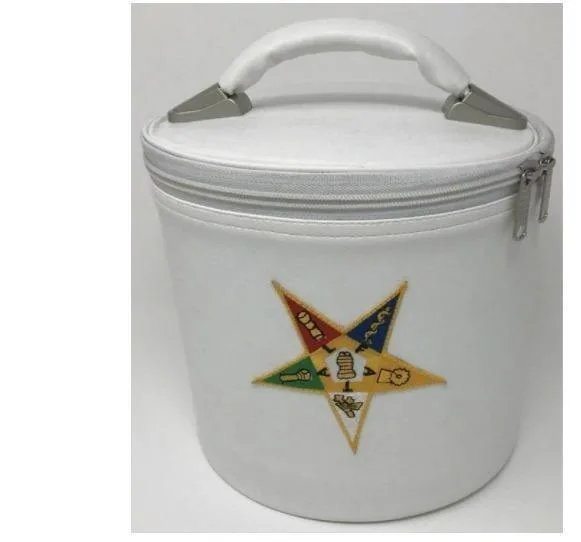 New Order of Eastern Star Fez Cap Case In White with Emblem High Quality Best Wholesale Masonic Cap Cases