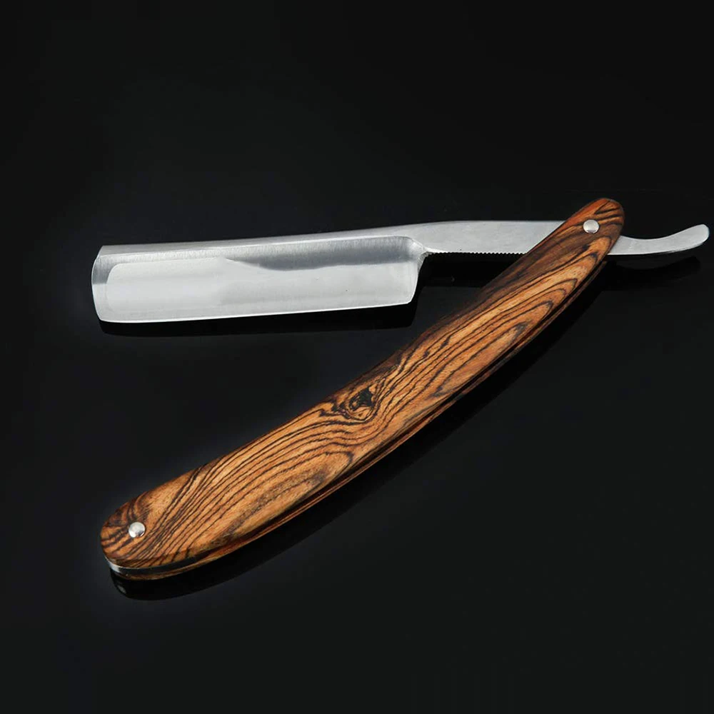 Premium Straight Edge Barber Razor Beard  Manual Razors/ Wooden Handle Shavette With Customized logo