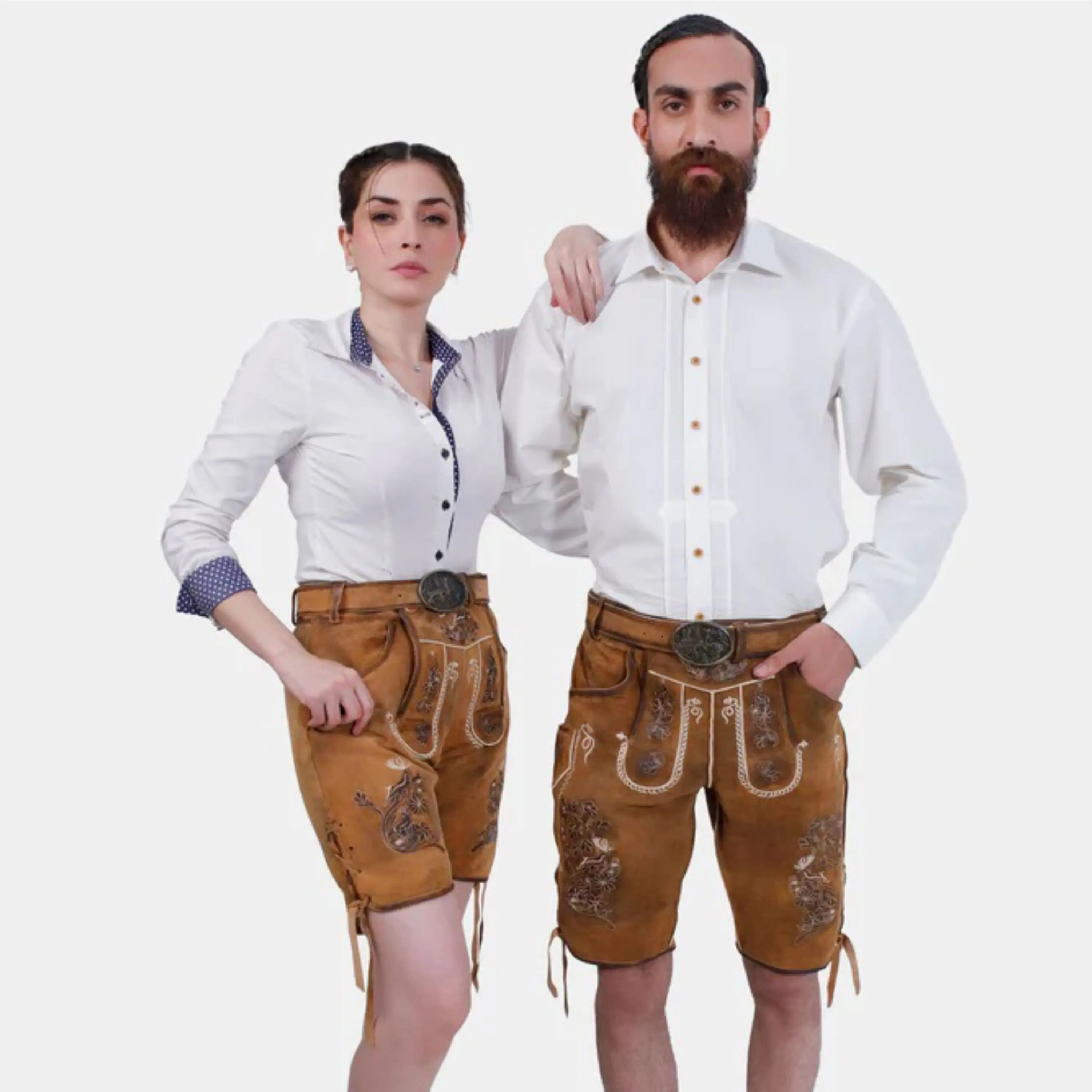 Authentic Bavarian Couple Outfit Custom Lederhosen for Men and Dirndl Dress for Women, Perfect for Oktoberfest and Festivals