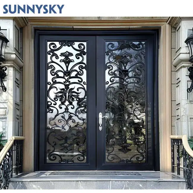 XIYATECH Metal security doors main entrance wrought iron entry doors wholesale prices