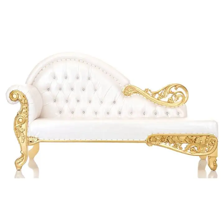 Luxury Elegant Chesterfield Sofa Gold White Chaise Lounge for Wedding Event Sofa Wholesale