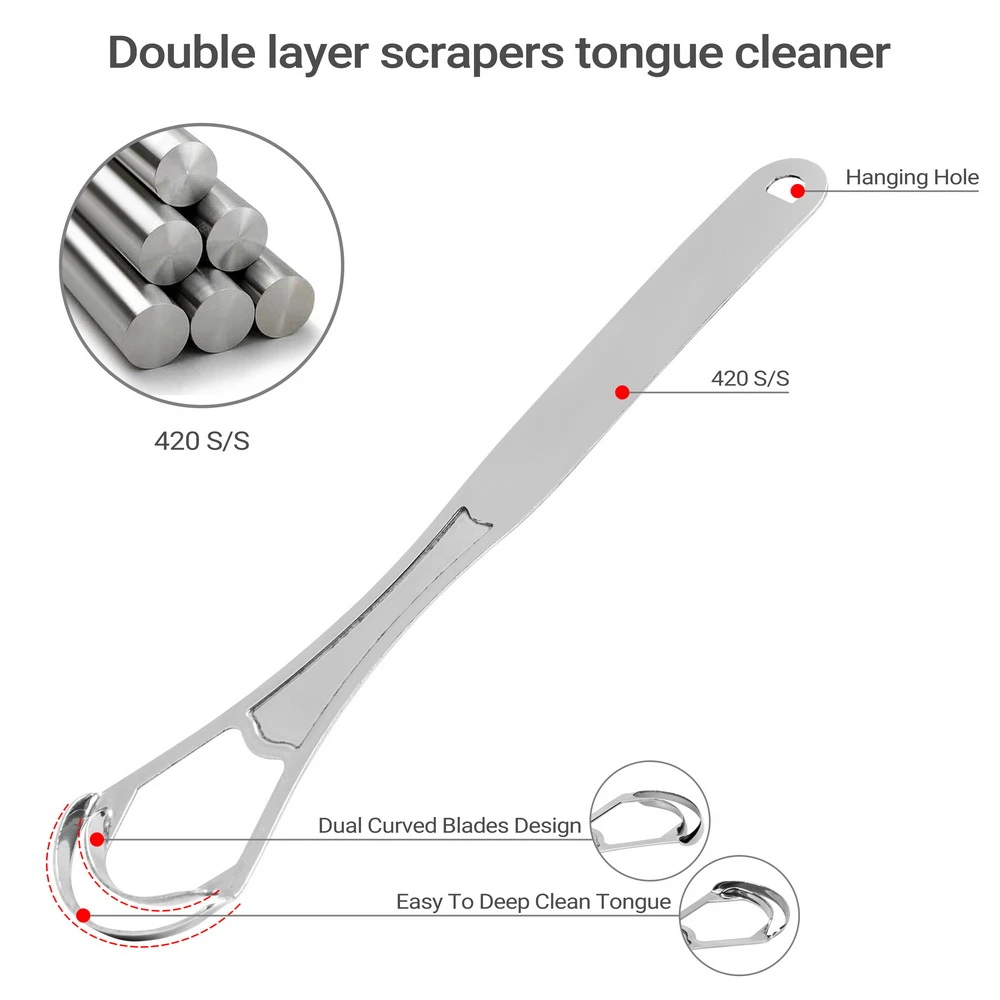 Oral hygiene Tongue Cleaning Stainless Steel Tongue Cleaner Metal Tongue Scraper New Good Quality Clean Up The Mouth