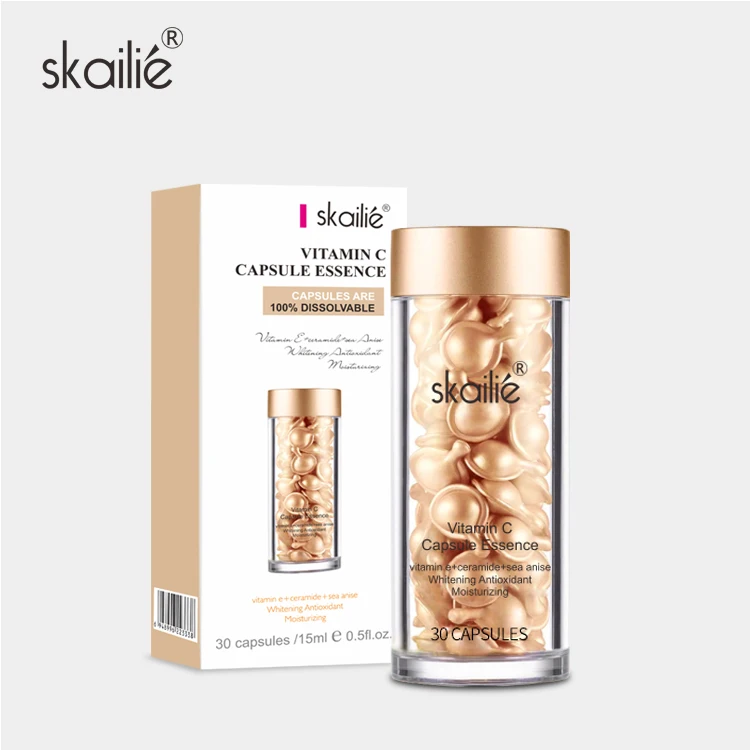 Wholesale Private Label Face Care Portable Whitening Anti-Aging Skin Care Hyaluronic Acid Vitamin C Serum Capsules