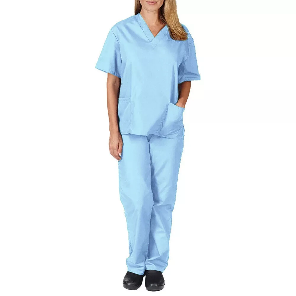 Dental hospital uniform sets top jogger pants scrubs suits Men women custom logo v neck nurse uniforms sets doctor nurses