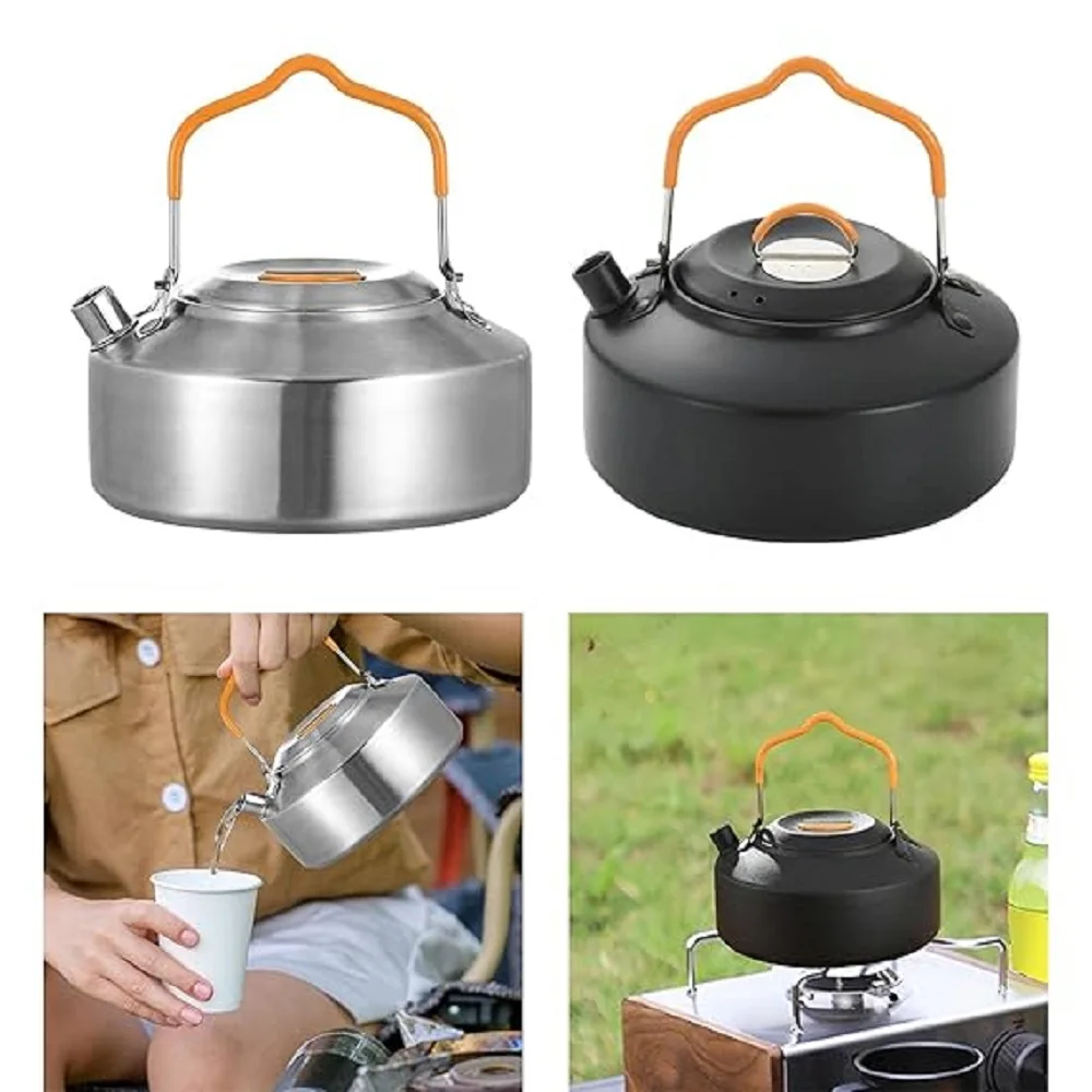 Camping Kettle Teapot Cookware with Handle Outdoor Tea Coffee Pot for Hiking Argent | Sporting Goods | Outdoor Sports | Camping