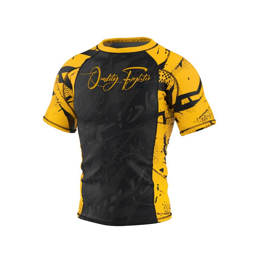 Orange BJJ Jiu Jitsu Rashguard, Camo Rash Guard Compression Shirt for No Gi, Gi, & MMA