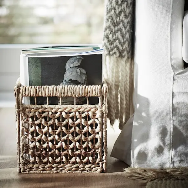 Tienphong Wholesale Taeting Handwoven Water Hyacinth Square Storage Basket Perfect for Blankets or Towels, Books and Magazines