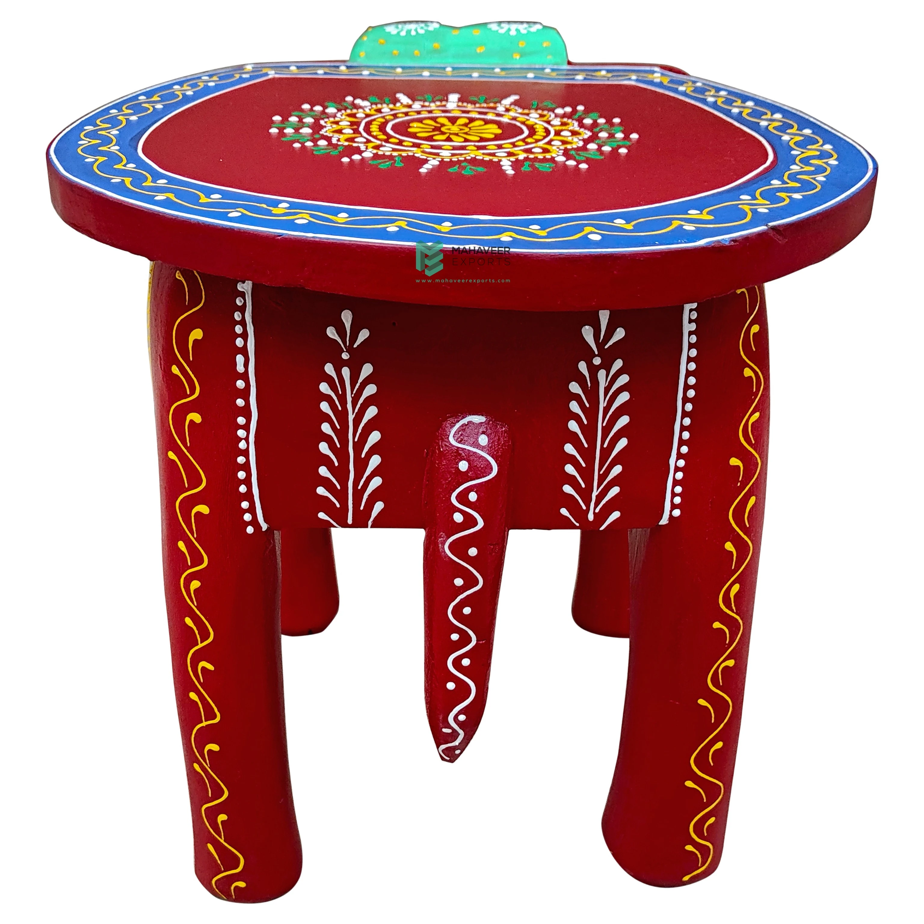 Best Selling Fine Hand Painted Wooden Elephant Stool Unique Designed Home Decor Furniture for Living Room / Drawing Room