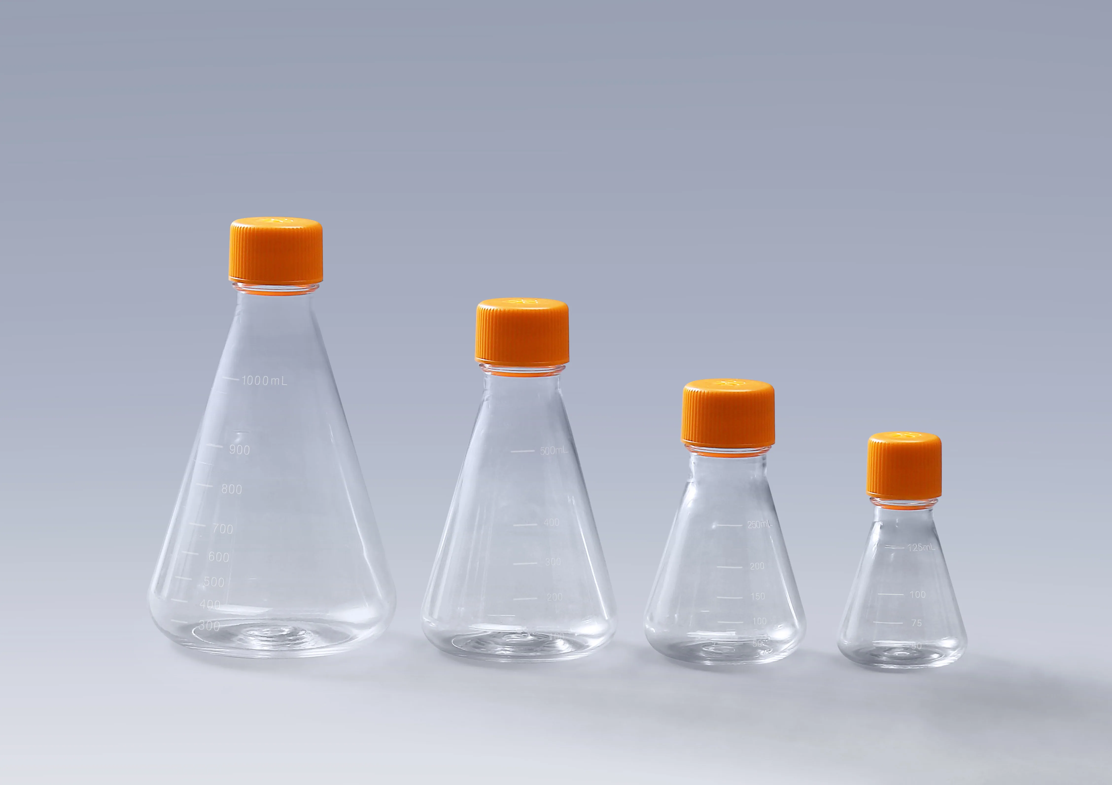 Sterile PC Erlenmeyer Flask with Graduated Baffled Vented Cap