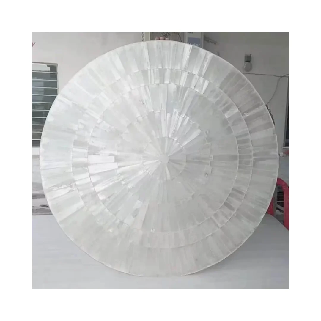 Round shape Best Quality Handmade Customized Natural Marble Coffee Dining Table Selenite Stone Table Tops Exporter