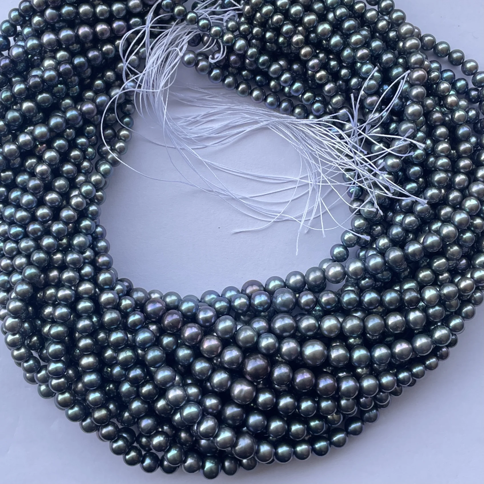 4mm 6mm 8mm Natural Black Rainbow Freshwater Pearl Stone Round Shape Beads Strand Wholesale Supply Jewelry Making Tahitian Real