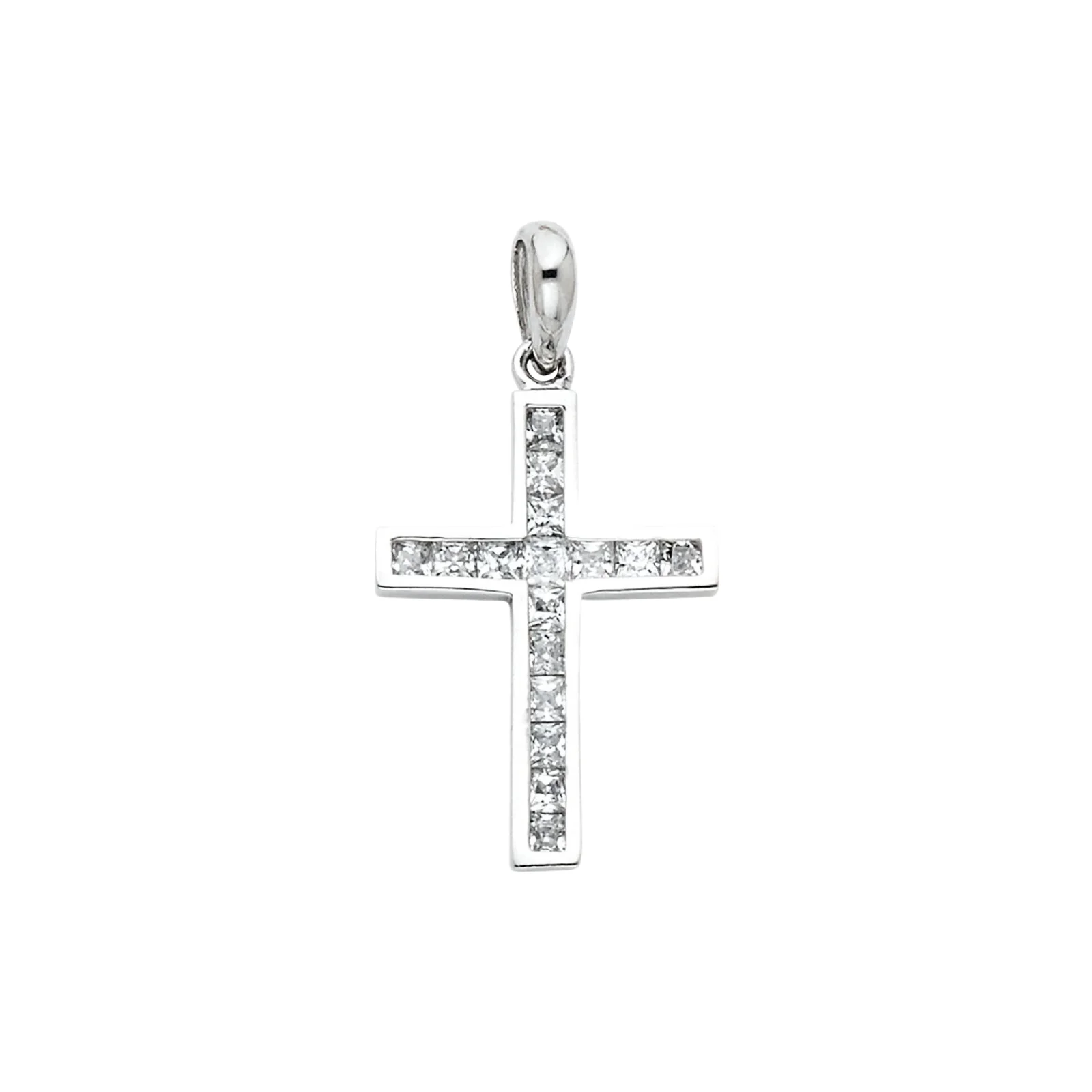 14k Silver Plated Christian Crucifix Cross Cubic Zirconia CZ Pendant Fashionable Customized Jewelry