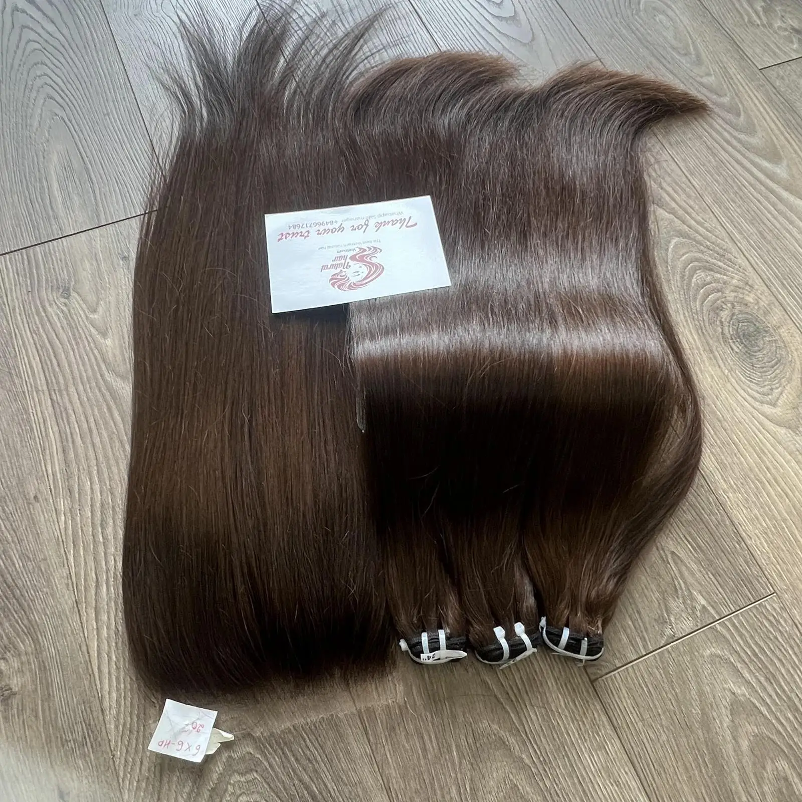 Best Vietnamese virgin hair supplier - Set human hair bundles with lace closure for bone straight dark brown double hair style