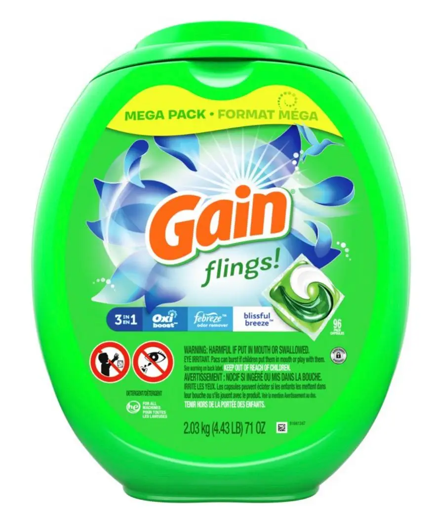 Gain Flings Blissful Breeze, 96 Count Laundry Detergent Pacs