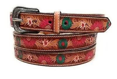 Cowboy Kids Western Full Grain Heavy Duty Belt Premium Cow Hide Custom Beaded Designs Luxury Belts Ready to Ship Unisex