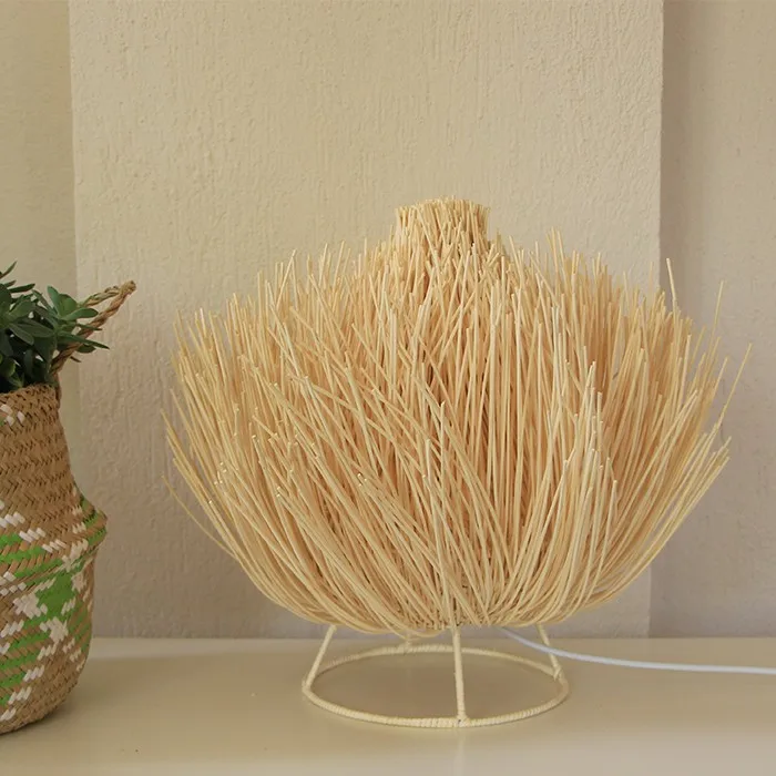 Unique Rattan Table Lampshade , Rattan Bedside Table Lamp Decorative Room Vietnam Manufacturer