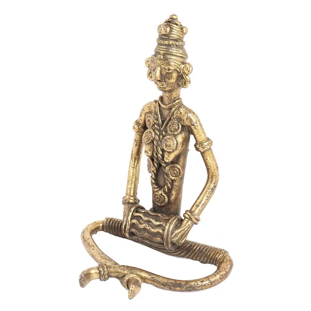 Handmade Indian Brass Antique Tribal Musician Sculptures Figurine Statue Home Decor Gift Items Height :12 cm SNS-1281