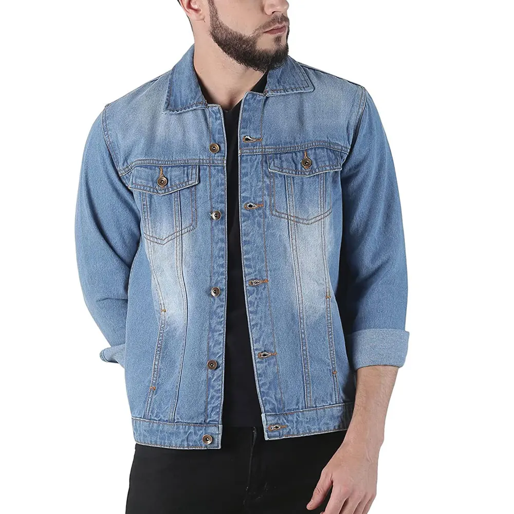 Men Stylish Denim Jeans Jacket/ vintage style Pakistan Made Custom Men Street Blue Cotton Plain Jeans Outdoor Jackets Wholesale