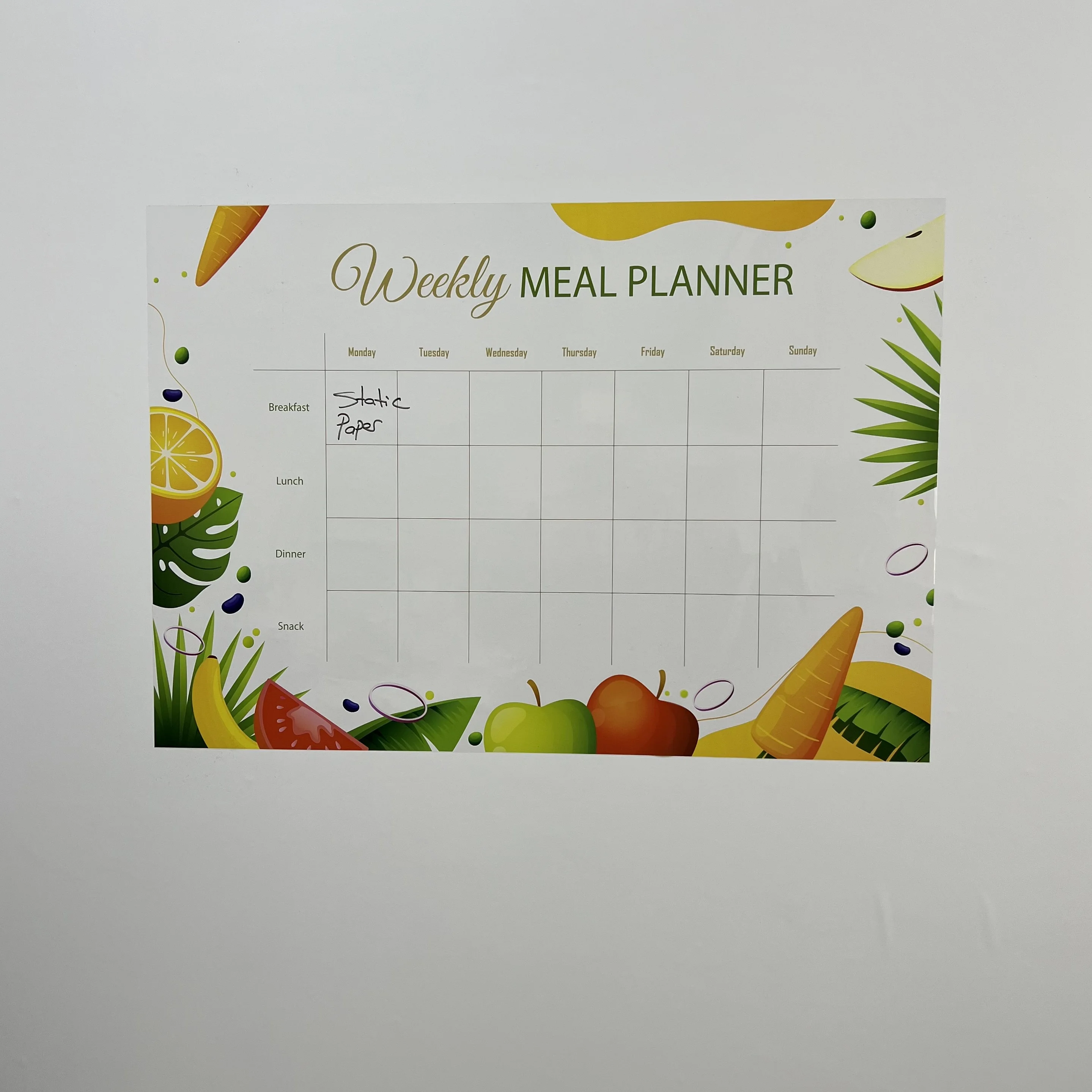 Dry Erase Weekly Meal Menu Nutrition Organizer Planner-1 Reusable Durable Polystyrene Material Holds The Surface With Static