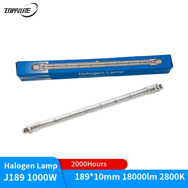 Marine halogen lamp Quartz iodide tungsten lamp halogen lamp 220-240V J189 1000W 2800K 2000 hours life  18000lm