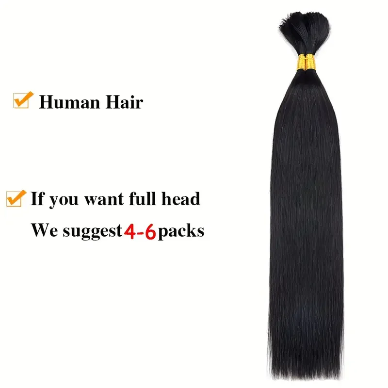 20-Inch Straight Wave Raw Unwefted Remy Hair Extensions Natural Black Indian Remy Human Hair