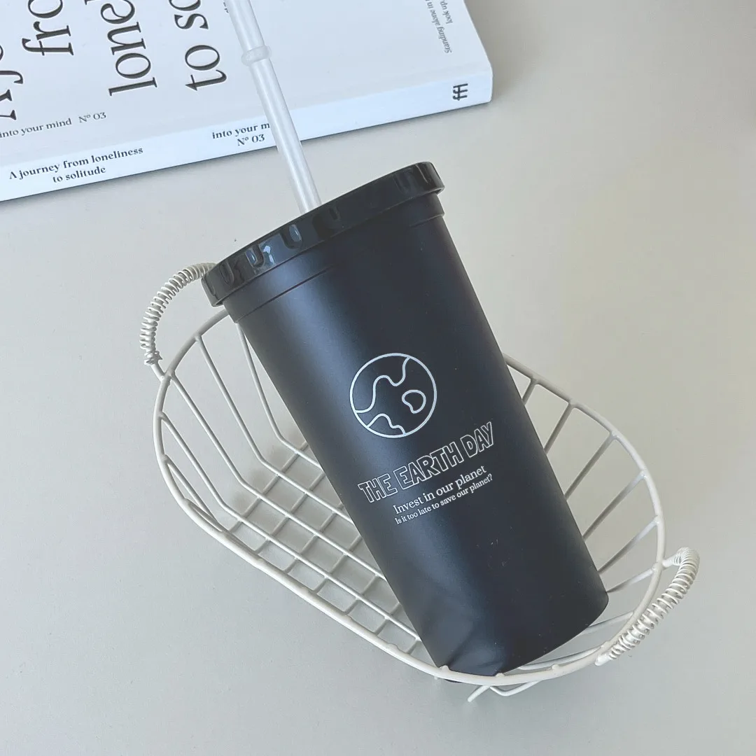 Made in Korea 500ml BPA Free Reusable Straw Tumbler with Lid Silk Screen Printed