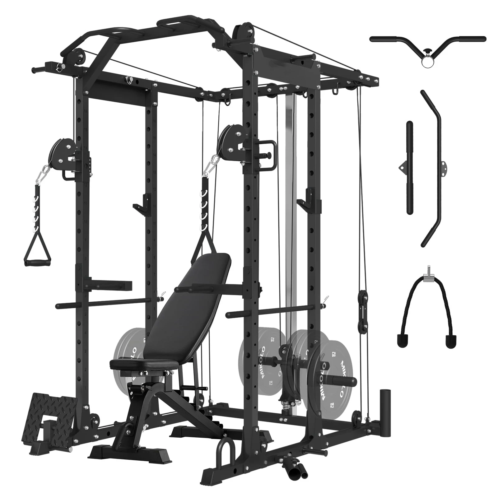 Gym multifunctional strength equipment fitness power rack with cable crossover machine