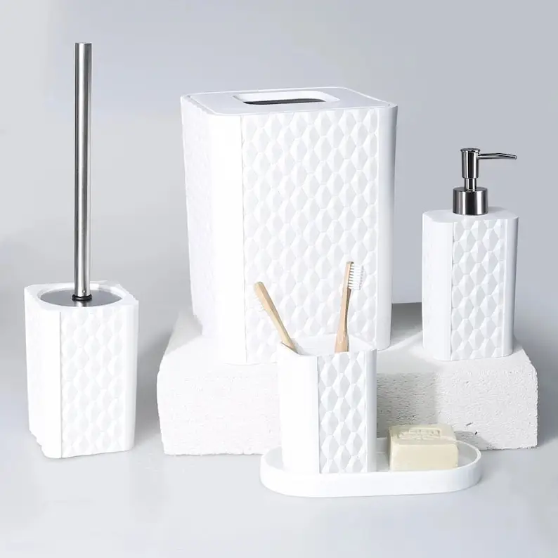 Luxurious Stone Marble Bathroom Accessories - Handmade Useful Dispenser Tumbler Toothbrush Holder Jar Storage Box Soap Dish Tray