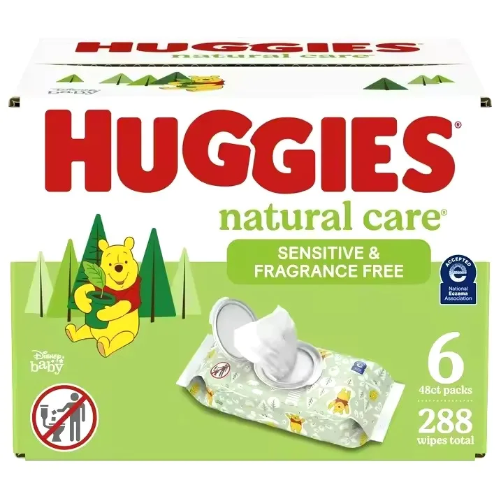 Huggies Natural Care Sensitive Baby Wipes 6 Refill Packs 1008 Count Unscented Hypoallergenic Organic Wet Cleaning Wipes Pack 1