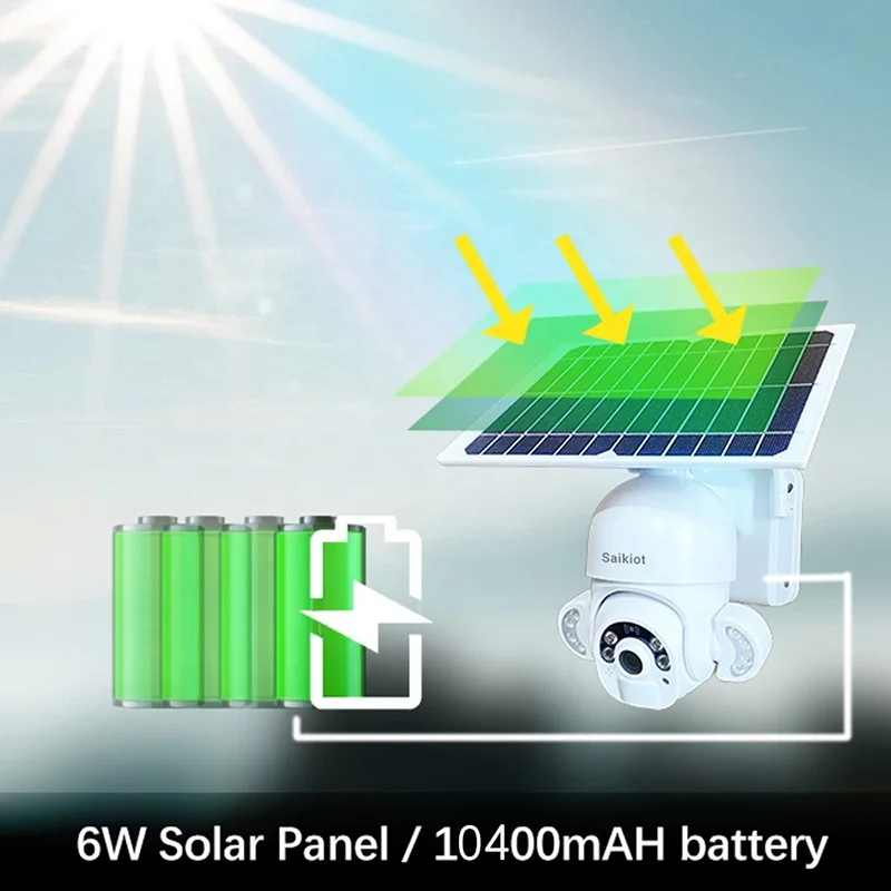 Saikiot 1080P Tuya 4G WIFI Dual Light Solar Security Camera System Wireless Solar Camera Outdoor