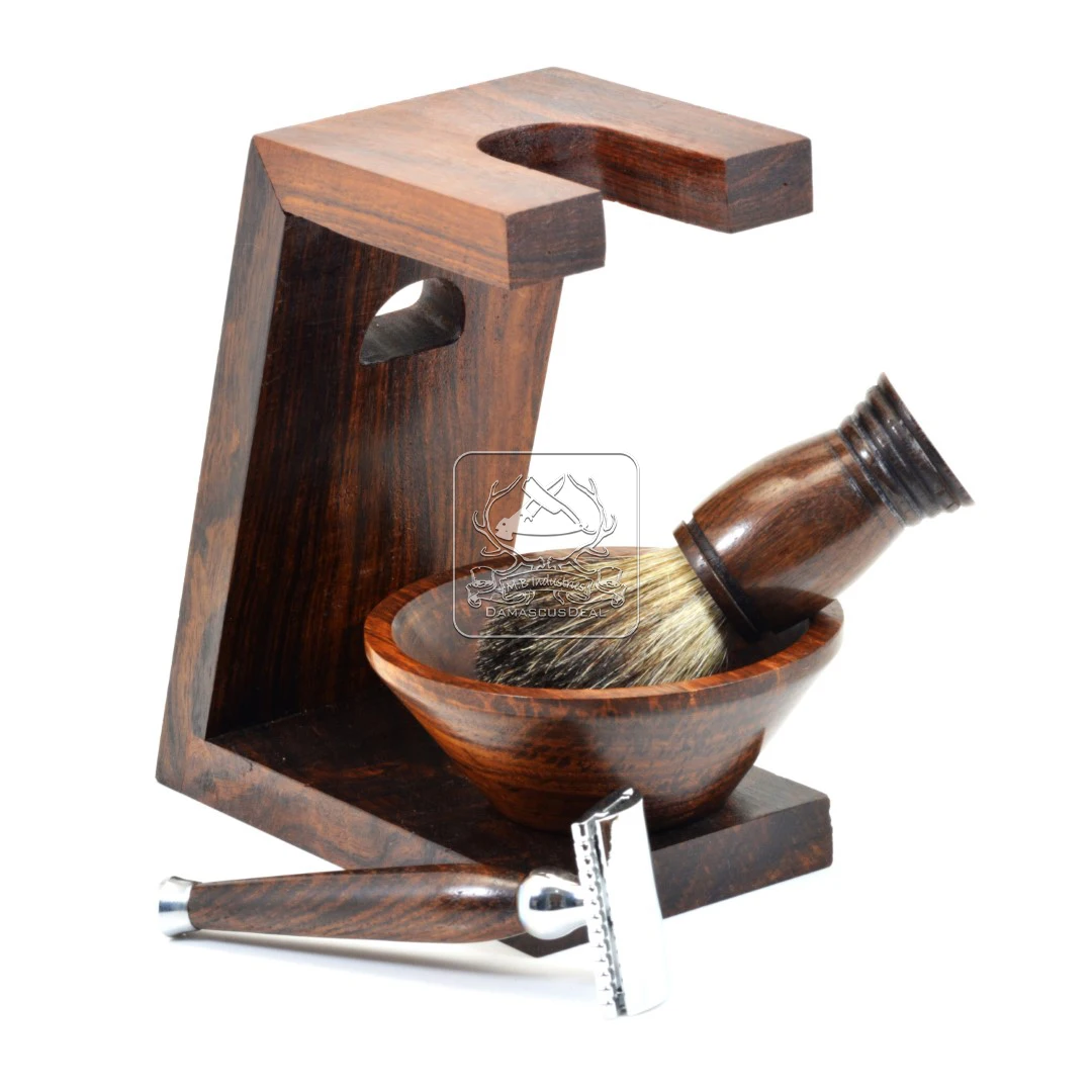 DE Safety Razor Shaving Set DD-DESS-1601 Natural Wood Hot Selling Gold Double Edge Shaving Safety Razor SET Wet Shaving Set