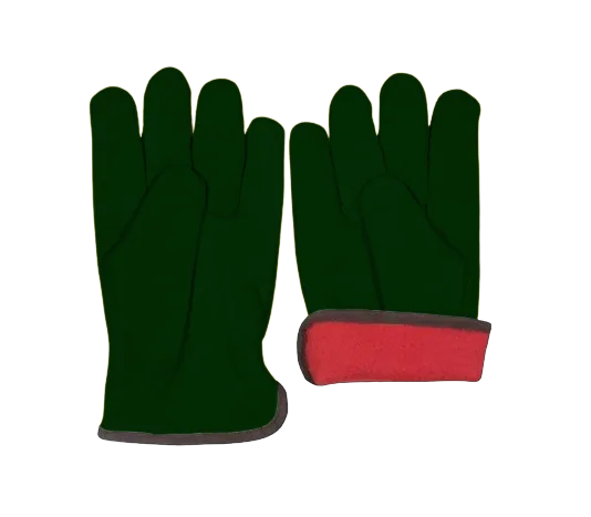 Premium Quality Thick Goat Grain Leather Driver Keystone Thumb Red Fleece lined Gloves Leather Industrial Safety Cold Resistant