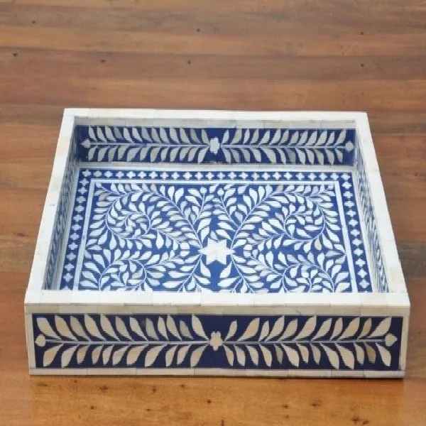 Hot  Selling Bone Inlay Serving Tray Home Restaurant Bar Hotel and Wedding customized size by hs husnain crafts