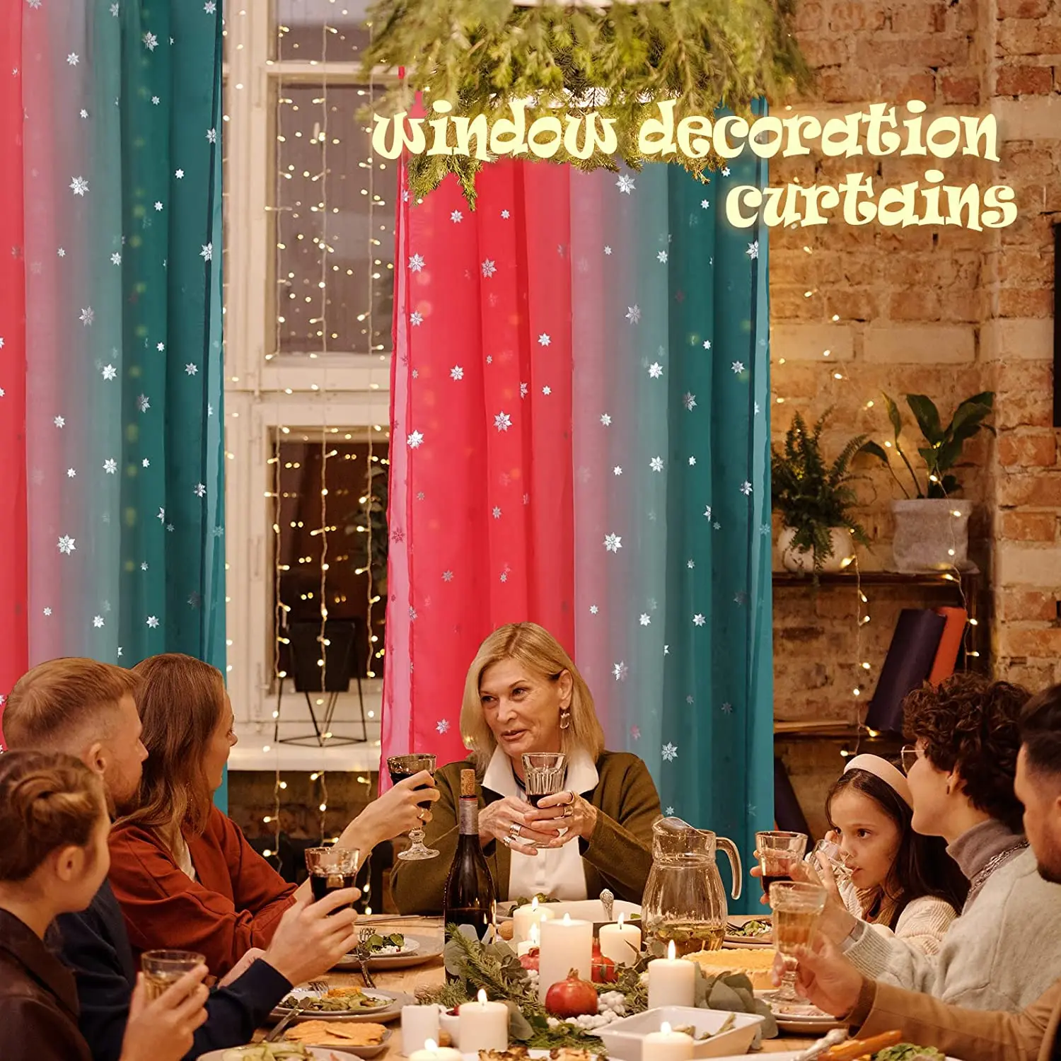 Customize Curtains Snow Print Window Decoration for Living Room, Soft Ombre Sheer Voile Scarf Valance for Window