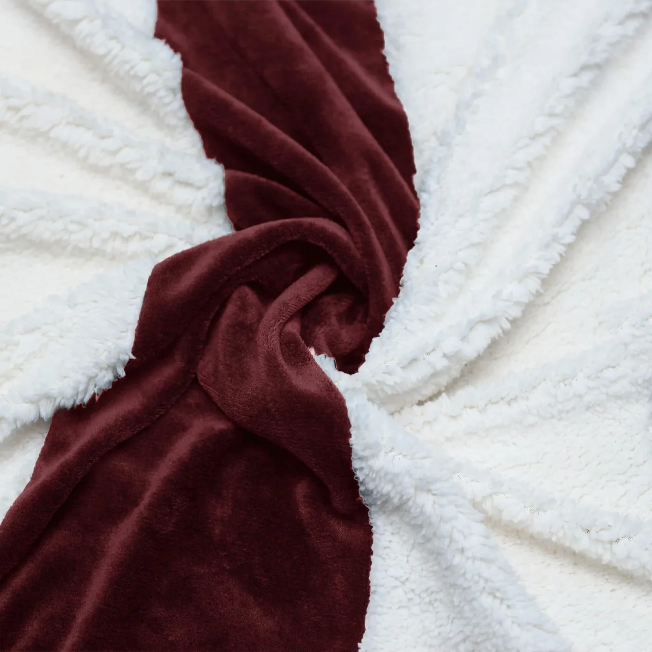 Ultra Soft Striped Fleece & Sherpa Blankets in Deep Red Luxury All-Season New Design Customizable Throws King Queen Double Sizes