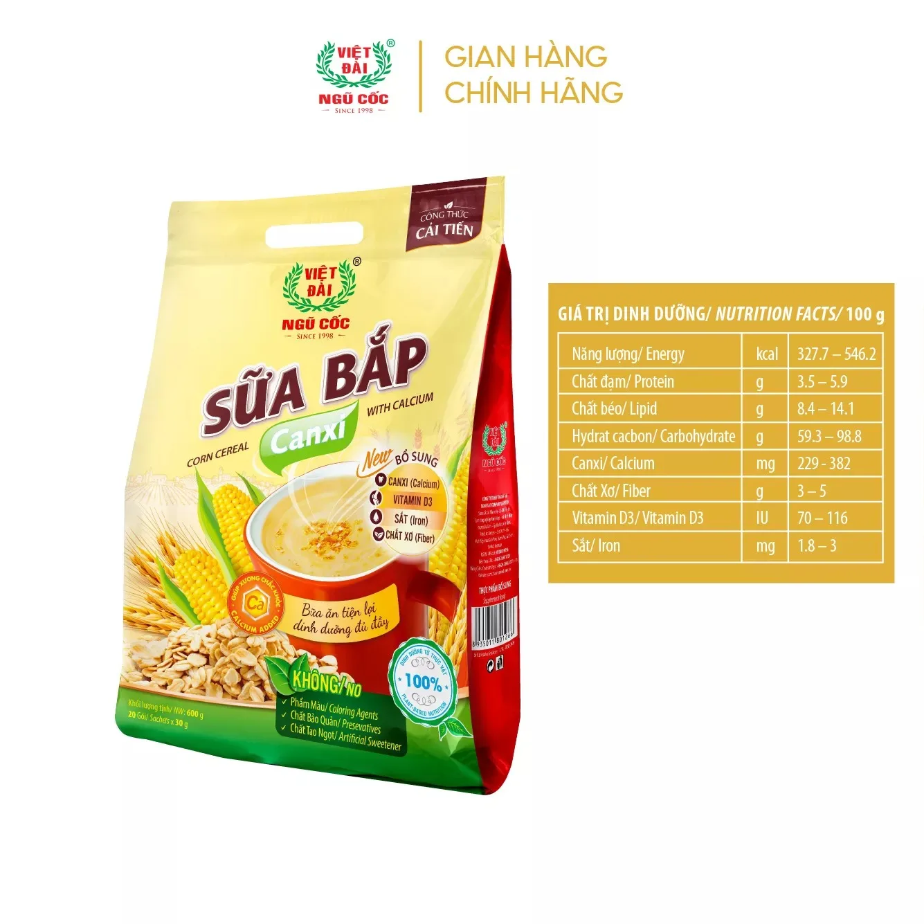 Top Grade Vietdai Instant Corn Cereal Powder with Calcium Healthy Fresh Nutritious Style from Vietnam Vendor Wholesale