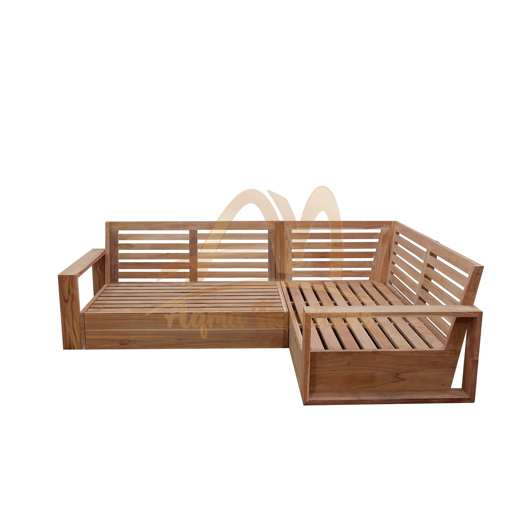 L Sofa Garden Production Natural Fine Sanded Teak wood Furniture for Outdoor Project - Hotel Project Furniture