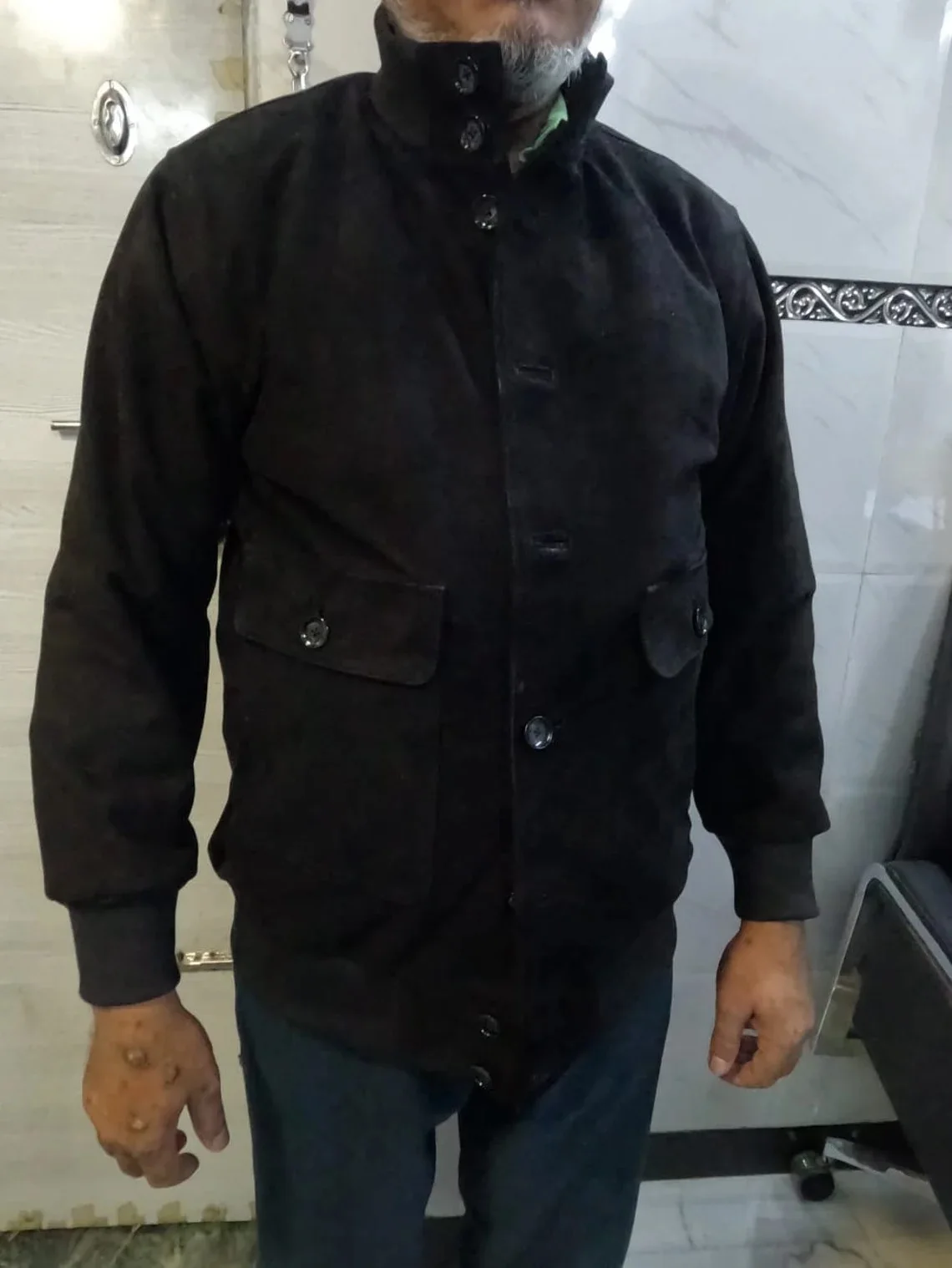 Mens Suede Leather Jacket BLACK Slim Fit Biker BOMBER Suede Jacket Celebrity COWBOY Soft Suede leather Jacket