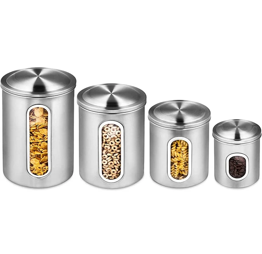 Kitchen ware items for Home Metal Stainless Steel Canister Set, 1000ml, 800ml, 500ml,  Buy Online at Best Price in India