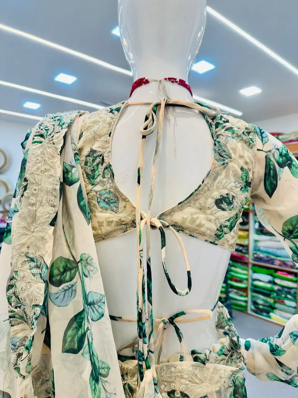 New Designer White & Green Color Ruffle Style Fox Georgette Embroidery Sequin Work Saree Indian Sarees for Wedding and Home Wear