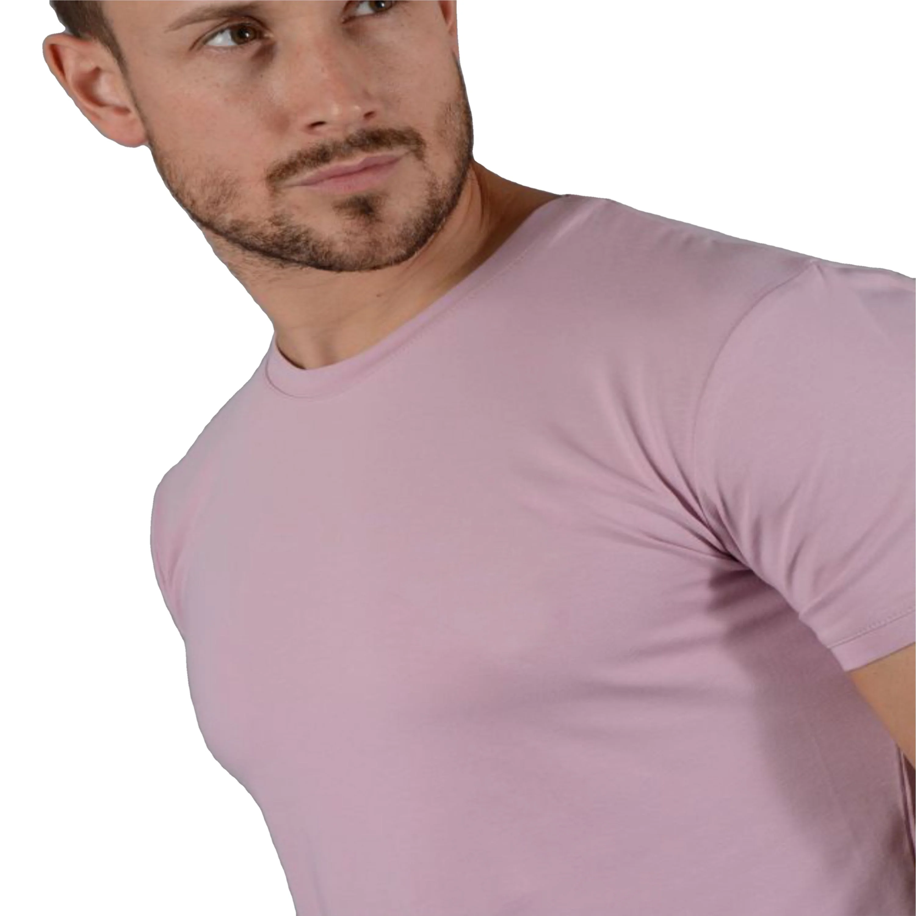2024 New Slim Fit Longline T-Shirt: Longer Drop with Curved Hem, Muscle Slim Fitted Gym Tee, 95% Cotton 5% Elastane