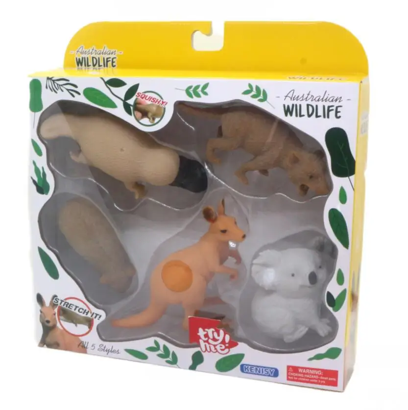 New Toys for Kids Display box Australian Wild Animal Soft Squishy TPR Kangaroo Koala Wombat Platypus Tasmanian devil  for kids
