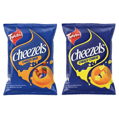 TWISTIES CHEEZELS CHEEZY BBQ сырный ароматизатор 60 г ароматизированные Кукурузные Закуски продукты оптовик Малайзия