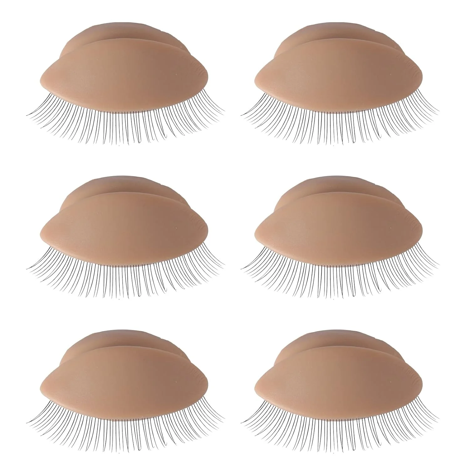3pairs Soft Silicon Mannequin Head Eyelid Replacement Realistic for Lash Extension Training Detachable Eyelids for Lash Practice