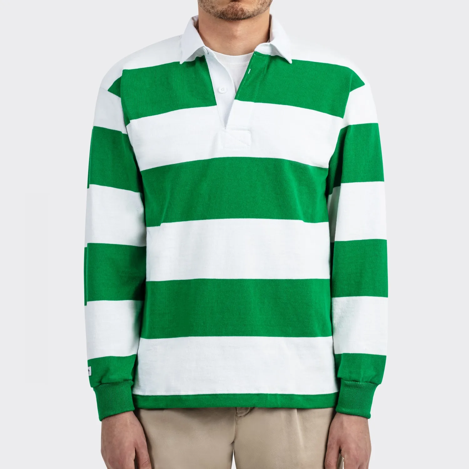 Custom Color Combination Cotton Full Long Sleeve Stripe Reversable Rugby Jersey Solid Short Sleeve  Men Rugby Striped Jersey